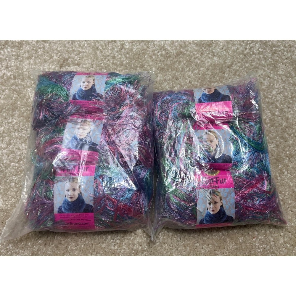 Lion Brand Yarn Fun Fur Eyelash Color Tropical 208 Lot of 6 NWT 1.4oz Skeins